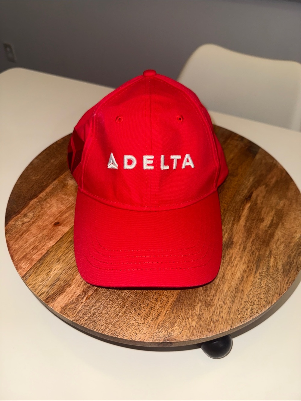 Delta Adults Bright Red Hat with White Embroidered Logo
